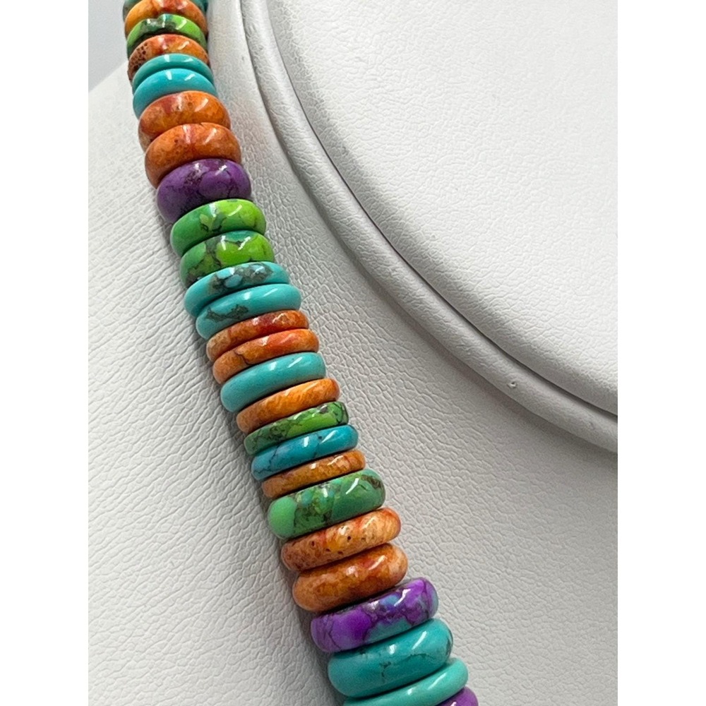 JAY KING DTR Vintage Sterling Silver Colorful Royston Turquoise Heishi Necklace - Picture 9 of 14